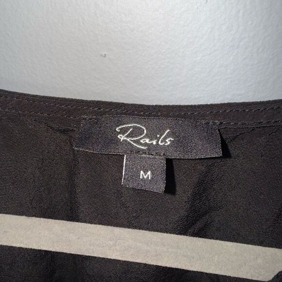 Rails Siera Black Cinching Waist Silky Mini Dress Size Medium EUC - Picture 6 of 8